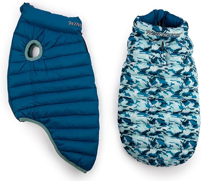 Winchester Pet Premium Reversible Dog Puffer Vest, Blue, Extra Large