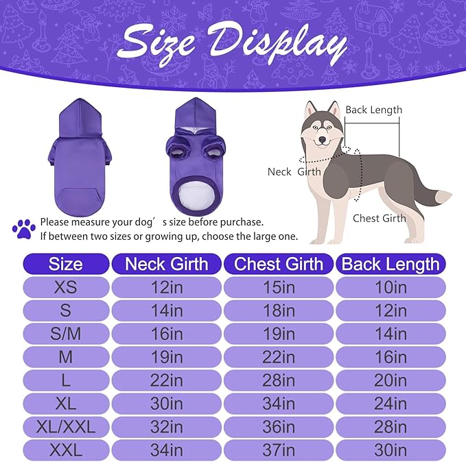 KOOLTAIL Basic Dog Hoodie - Soft & Warm Dog Hoodie Sweater with Leash Hole and Pocket, Dog Winter Coat, Cold Weather Clothes Sweatshirt for Small Medium Large Dogs Puppy Cat Boys Girls Purple M