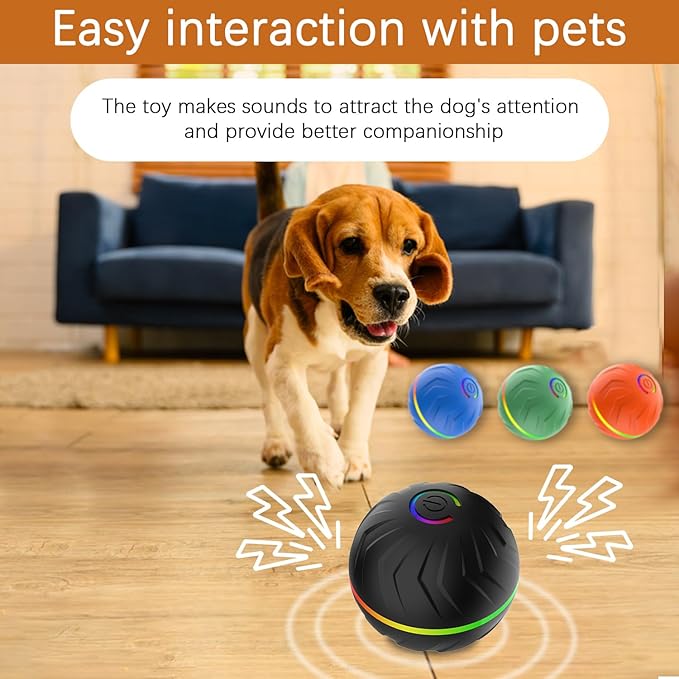Interactive Dog Toys Dog Ball,Anti Boredom Dog Toys,Durable Motion Activated Automatic Rolling Toys for Small/Medium Dogs,Moving Ball for Dogs to Keep Them Busy,Dog Bows,Fruity Plush Covers(Blue)