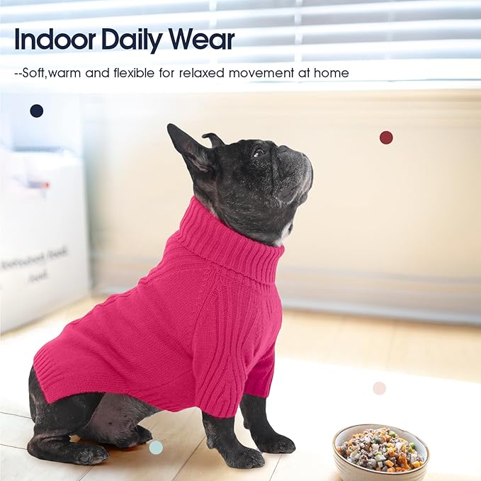 IECOii XXL Dog Sweater,Thermal Knit Big Dog Sweater with Sleeve,Pet Turtleneck Doggy Sweatshirt for Extra Large Dogs Boy Girl,Stretchy Large Dogs Cold Weather Outfit Pitbull Clothes,(Rose red,XXL)
