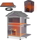 GUTINNEEN 2-Story Heated Cat House for Outside Large Insulated Cat House Outdoor Weatherproof Feral Cat Shelter with Heated Pad, Insulated All-Round Thermal Liner for 1-4 Cats