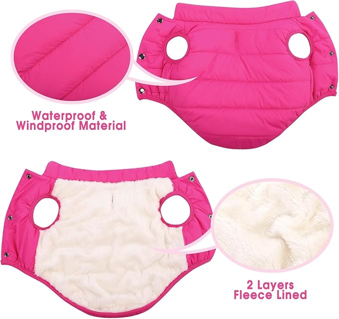 ASENKU Dog Winter Coat - Waterproof Windproof Dog Jacket, Warm Snowproof Doggie Puffer Vest for Cold Weather, Lightweight Snow Coats for Small Medium Large Dogs (Pink, XL)