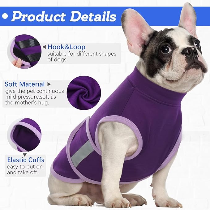 MIGOHI Dog Anxiety Relief Coat,Comfort Anxiety Vest for Dogs,Adjustable Dog Anxiety Calming Wrap for Fireworks,Thunderstorms,Travel,Separation,Anxiety Jacket for Medium Dogs,M, Purple