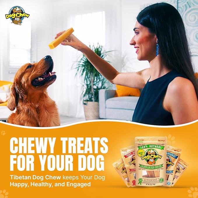 Tibetan Dog Chew Yak Cheese Sticks - Natural Treats for Extra Large Dogs, Long-Lasting, Easy Digest, Perfect for Aggressive Chewers, Grain and Gluten-Free, 3 Durable Chews
