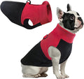 Idepet Dog Fleece Vest Sweater Zip Up Warm Pullover Dogs Jacket with D-Ring Leash Winter Cold Weater Coat Pet Sweatershirt Clothes Hoodie for Small Medium Dogs Boy Girl (Red/Black, L)