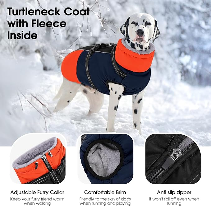 SUNFURA Small Dog Coat with Harness Built-in, Warm Dog Jacket with Zip, Reflective Winter Coat Pet Sweater Clothes for Small Dogs Schnauzer, Yorkshire Terrier, Shih Tzu, Blue S