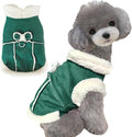 Jecikelon Bowtie Dog Cold Weather Coat Fleece Lining Warm Pet Puppy Turtleneck Dogs Winter Clothes for Small Dogs with D-Ring (Green, Large)
