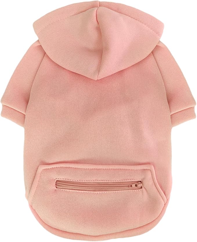 Jecikelon Pet Dog Cold Weather Coat with Pocket Winter Dog Hoodie Warm Puppy Clothes for Small Dogs Chihuahua Clothing (Pink, Small)