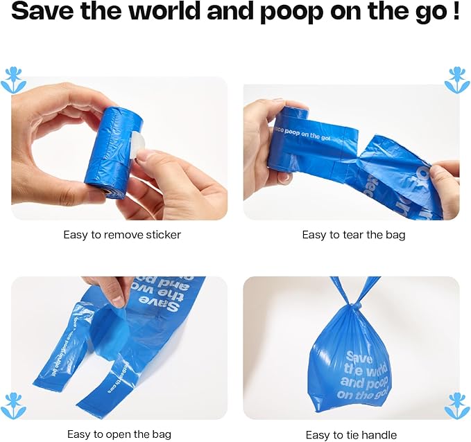Dog Poop Bags with Handles 30 Rolls 360 Counts Big Sizes Leak Proof and Extra Thick Waste Bags Refill Rolls for Walking Small Medium Large Dogs Cats Litter Iris Scented