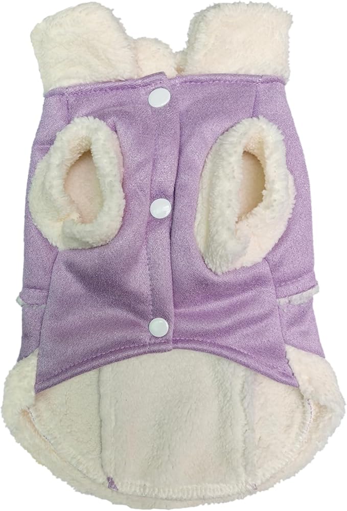 Jecikelon Bowtie Dog Cold Weather Coat Fleece Lining Warm Pet Puppy Turtleneck Dogs Winter Clothes for Small Dogs with D-Ring (Purple, Large)