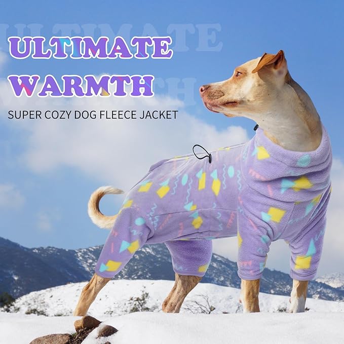 ROZKITCH Dog Winter Coat Soft Fleece Pullover Pajamas, Pet Windproof Warm Cold Weather Jacket Vest with Luminous Zipper, Jumpsuit Apparel Outfit Clothes for Large Giant Dog Geometry 3XL
