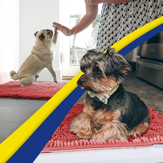 Muddy Mat® Shown on TV – Super Absorbent Door Mat Indoor, Microfiber Quick Dry Chenille Entryway Rug, Non-Slip Front Door Mat, Indoor Mats for Entryway, Machine Washable Pet Rug, Red 36"x60"