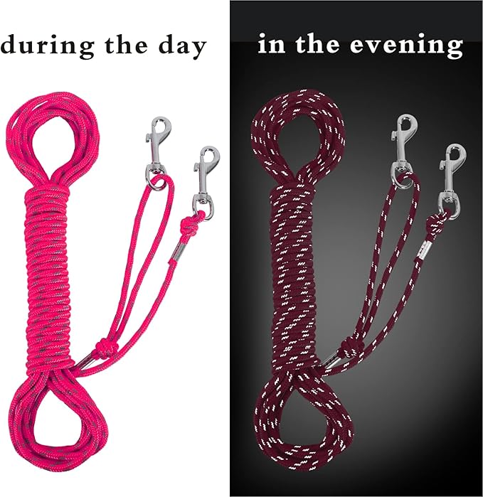 Reflective Cat Leash -50FT Cat Cable Out Escape Proof Walking Leads Yard Long Durable Safe Leash Traning Play Outdoor for Puppies/Kittens/Small Animals(Hotpink)