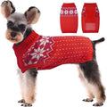 Kuoser Dog Sweater, Holiday Christmas Snowflake Pet Warm Knitwear Dog Sweaters Soft Puppy Clothing, Doggie Turtleneck Cold Weather Outfit Pullover for Small Medium Large Dogs Cats, Red 2XL