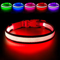 LED Dog Collar, Light Up Dog Collar USB Rechargeable, Brightest Dog Lights for Night Walking, Adjustable Dog Collar Light for Dog Safety(Large, Ruby Red)