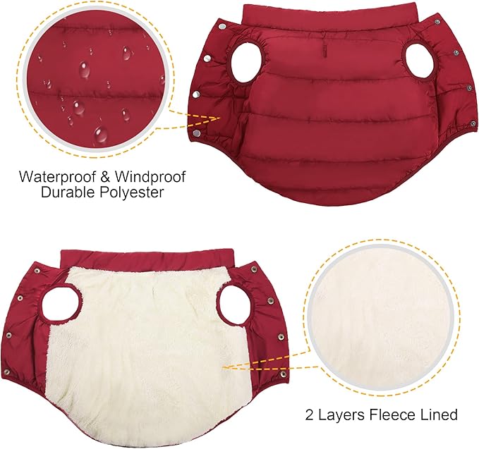 ASENKU Dog Winter Coat - Waterproof Windproof Dog Jacket, Warm Snowproof Doggie Puffer Vest for Cold Weather, Lightweight Snow Coats for Small Medium Large Dogs(S, Red)