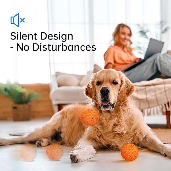 Interactive Dog Toys Dog Ball,Durable Motion Activated Automatic Rolling Toys for Medium/Large Dogs,Automatic Moving, Bouncing,and Rotating,E-TPU Material, IP54 Waterproof (Orange)