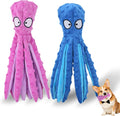 Dog Squeaky Toys Octopus, No Stuffing Plush Toys, Squeaky Octopus Dog Toy - Durable Plush for Puppies, Interactive Dogs Toys for Aggressive Chewers (Purple+Blue)