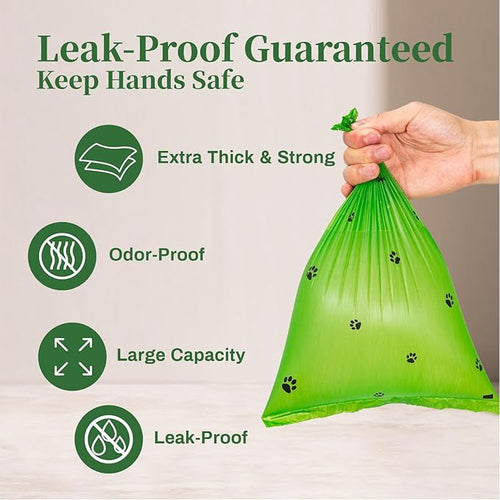870 Counts Dog Poop Bags Rolls with Dispenser & Leash Clip, Scented Poop Bags for Dogs Waste, Extra Thick & Leak Proof for Poop Doggie Puppy Pet Waste, 9" x 13", Green