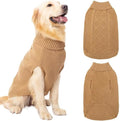 Mihachi Turtleneck Dog Sweater - Winter Coat Apparel Classic Cable Knit Clothes with Leash Hole for Cold Weather, Ideal Gift for Pet in New Year
