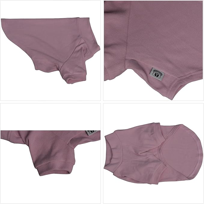 Lovelonglong Ribbed Dog T-Shirt Cotton Knitted Dog Sweaters for All Season Pet T-Shirts for Large Medium Small Dogs Light Pink XS