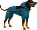 LOVELONGLONG Waterproof Dog Raincoat with Removable Hood – Outdoor Full Body Dog Jacket, Windproof Snowproof Shell Suit – All Season Pet Rain Gear Ocean Teal XXL