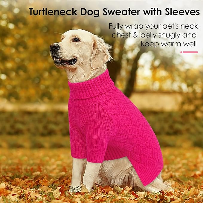 AOFITEE XL Dog Sweater, Dog Sweater Large Size Dogs, Large Dogs Sweaters for Female Male, Turtleneck Thick Warm Knitted Winter Fall Pet Sweatshirt Pullover, Solid Pet Christmas Sweaters, XLarge