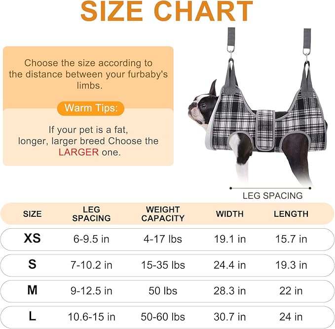 BEAUTYZOO Dog Grooming Hammock, Small Dog Sling for Nail Trimming, Dog Hanging Harness for Claw Care with Thick Fabric Neck Support Wide Strap Restraint Cat Grooming Hammock, Black XS