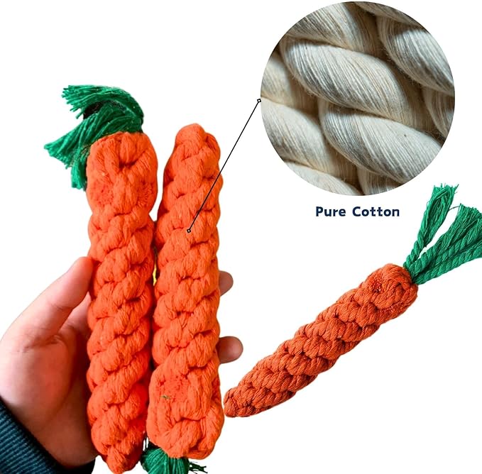 2ME 5 PCS Carrot Dog Rope Toys for Dogs, Durable Chew Toys for Aggressive Chewers, Entertainment & Interaction, Teeth Cleaning and Chewing, All-Cotton