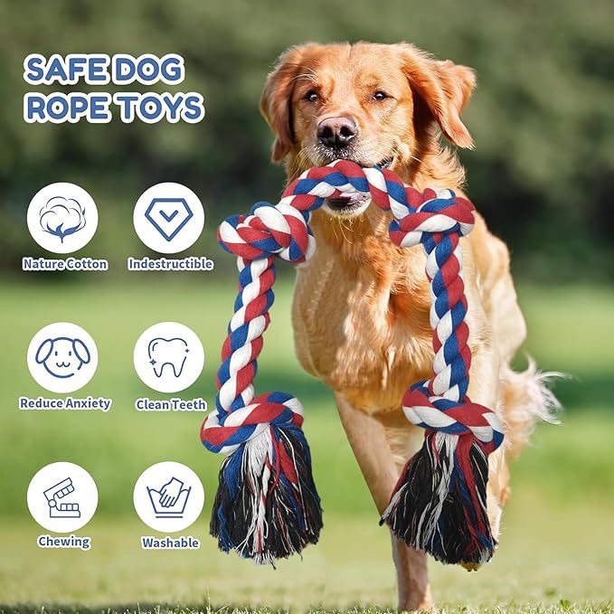 6 Pack Dog Rope Toys for Small Medium Large Breed, Tough Chew Ropes Tug Toy for Dogs, Flying Disc Fetch Toy Dog Rope Ball, Interactive Toy for Boredom, Puppy Teeth Cleaning