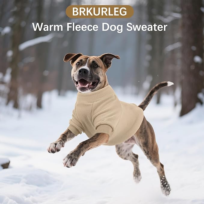 BRKURLEG Dog Sweater, Turtleneck Thick Dogs Sweatshirts Fleece Sweater, Dog Winter Coat for Small Medium Large Dogs, Pet Warm Sweaters with Zipper, Pullover Jacket with Sleeve (Light Coffee, XS)