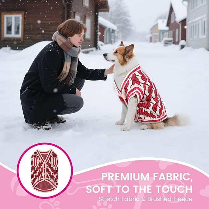 Pet Sweaters for Dogs Boys and Girls, Dynamic Letter Patterned Dog Sweater,Dog Cardigan,Pet Clothes,Pet Knitted Clothing,Fit for Different Seasons and Kinds of Dogs (Pink S)