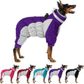 MIGOHI Full Body Dog Coat - Warm Reflective Large Dog Winter Coat with Harness,Turtleneck Fleece Jacket for Dogs,Four-Leg Windproof Puffer Jackets Snowsuit with Zipper for Small Medium Large Dogs,2XL