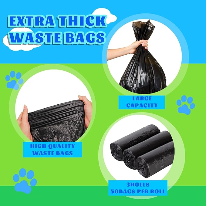 150 Pcs Dog Waste Bags Dog Poop Large Leak Proof Bags 26"x 33" pet Waste Station Can Liners Heavy Duty Pet trash Bin Liner Bag