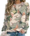 Womens Long Sleeve Tops Y2k Japanese Art Print Sweatshirts Fall Pullover for Women Crewneck Vintage Shirts Boho Tops