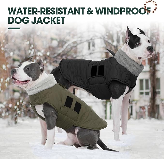 Kuoser XL Heavy Duty Dog Coat | -15°C Windproof Jacket for Husky - Anti-Chafe Fleece Neck