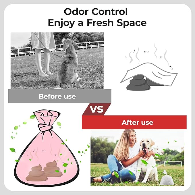 Odor-Sealing Dog Poop Bags, XS/220-Count Leakproof & Durable Dog Waste Bags, Block Smells, Unscented (Color:White)