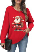 Women's Red Christmas Sweater - Festive Cartoon Patterns, Cozy Knit for Holiday Parties & Gatherings