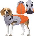 Reflective Dog Coat with Harness Built in,XL Soft Warm Dog Jacket for Cold Weather,Windproof Snowproof Pet Vest for Outdoor Walking Hiking,Adjustable Collar Easy On/Off,Orange,XL