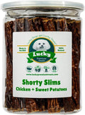 Lucky Premium Treats Lucky Shorty Slims - Sweet Potato and Chicken Jerky Dog Treats, Crunchy Dog Chew Sticks with Real Chicken and Sweet Potato for Small to Large Dogs (7 Count)