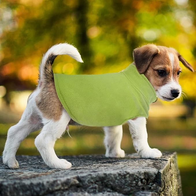 FUAMEY Dog Fleece Vest for Large Dogs,Warm Stretchy Dog Sweatshirts Pullover with Leash Hole Dogs Sweater Soft Pet Turtleneck Cozy Pet Vest Lightweight Sleeveless Green L