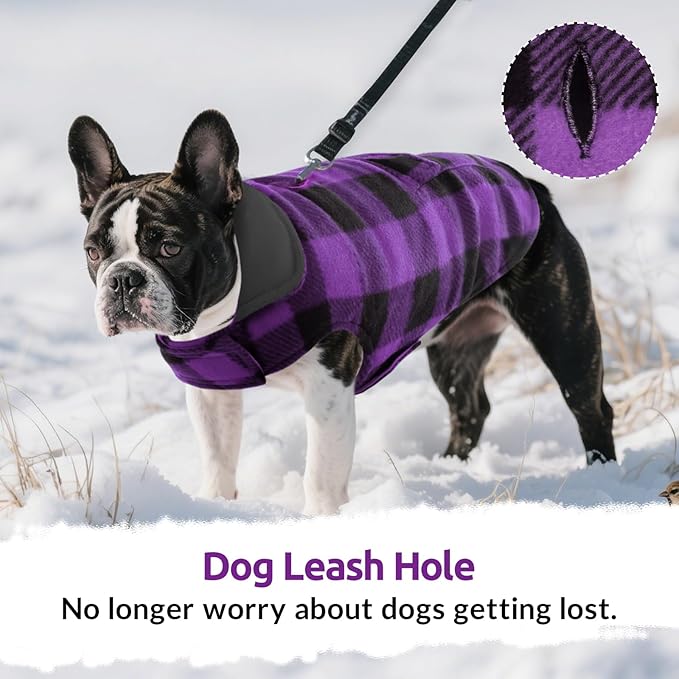 ASENKU Dog Jacket Plaid Reversible Reversible Dog Vest Waterproof Cold Winter Clothes Pet Apparel for Small Medium Large Dogs (M, Purple)