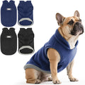 Idepet 2 Pack Dog Fleece Vest Sweater Warm Pullover Jacket with D-Ring Leash Reflective Winter Coat Hoodie for French Bulldog Pug Chihuahuas Yorkies Dachshunds(Black&Blue,X-Large-French Bulldog)