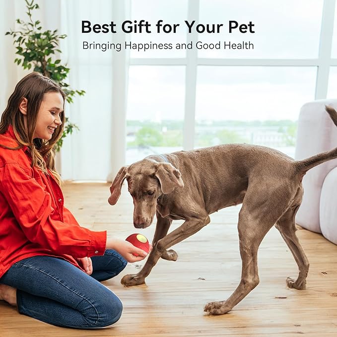Cheerble [Enhanced Rubber Version Smart Interactive Dog Toy, Wicked Ball PE, Automatic Moving Bouncing Rotating Ball for Medium Dogs Boredom with LED Lights