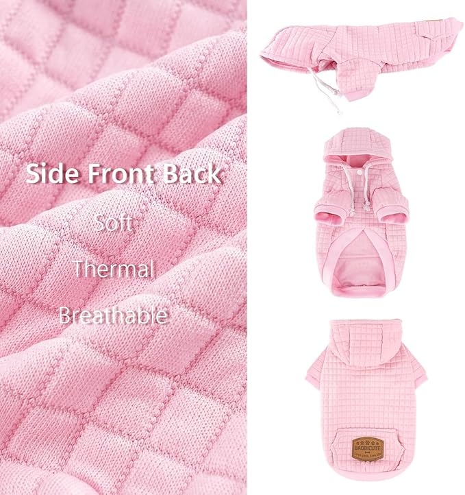 2 Pack Dog Hoodie Sweaters for Small Medium Dogs Warm Dog Clothes for Large Dogs Soft Waffle-Like Laminated Sweatshirt Bulldog (Pink, XS (Back: 10",Chest: 13", Neck: 9"))
