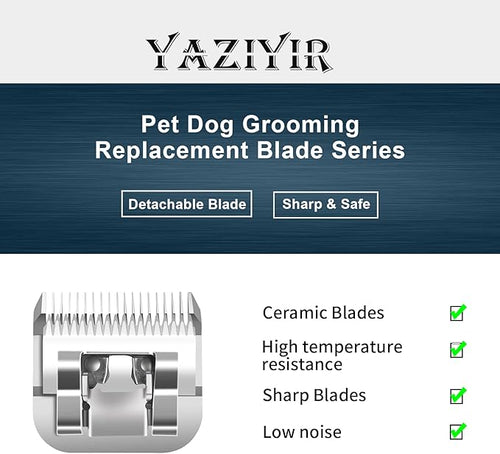4FC Pet Dog Grooming Detachable Ceramic Blades Kit,Compatible with Andis,Oster A5,Wahl KM10 Clippers,Cut Length 3/8"(9.5mm) -2 PCS