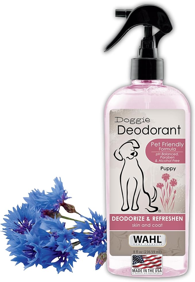 Wahl USA Cornflower Scented Pet Deodorant Spray for All Dogs & Cats – Clean Fresh Smell Refreshes & Deodorizes – 8 oz - Model 820009A