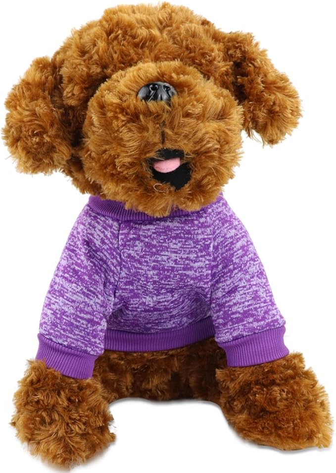 Idepet Pet Dog Classic Knitwear Sweater,Soft Fleece Coat for Small,Medium,Large Dog,Warm Pet Dog Cat Clothes,Soft Puppy Customes 2 Color (M, Purple)