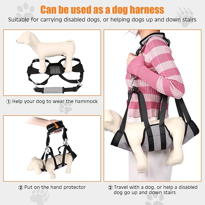 Ownpets Pet Grooming Hammock, Breathable Dog Grooming Hammock with Carabiners, Pet Grooming Harness Sling for Grooming, Hair Nail Trimming Cutting & More, M