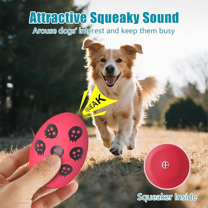 Dog Toys, Squeaky Latex Rubber Bouncy Balls, Squeaky Egg Dog Toys Balls, 3 Pack Interactive Squeak Dog Toy Set for Medium Large Breeds Dogs (3 Pack-B, Medium)